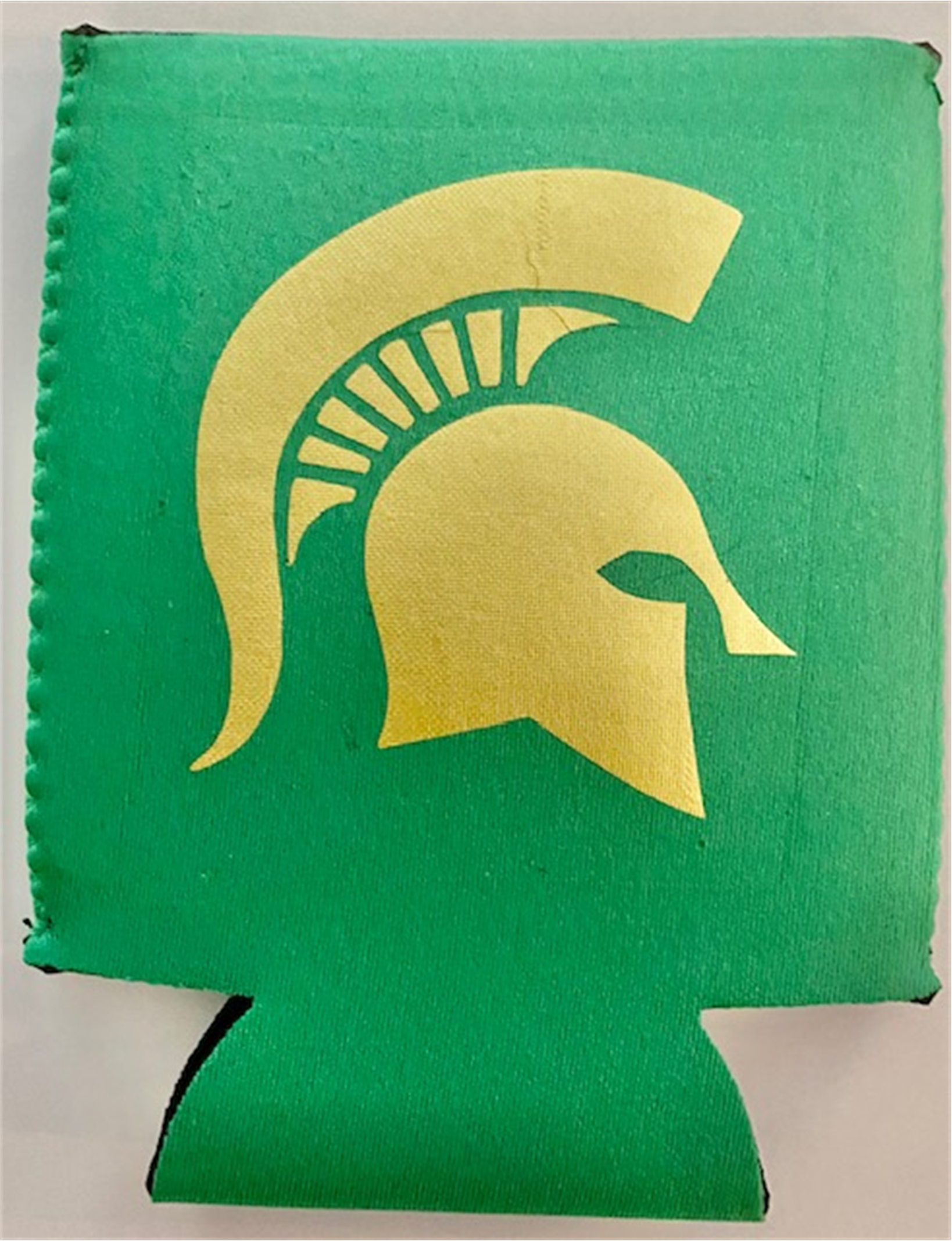 Green Coozie with Gold Spartan Head